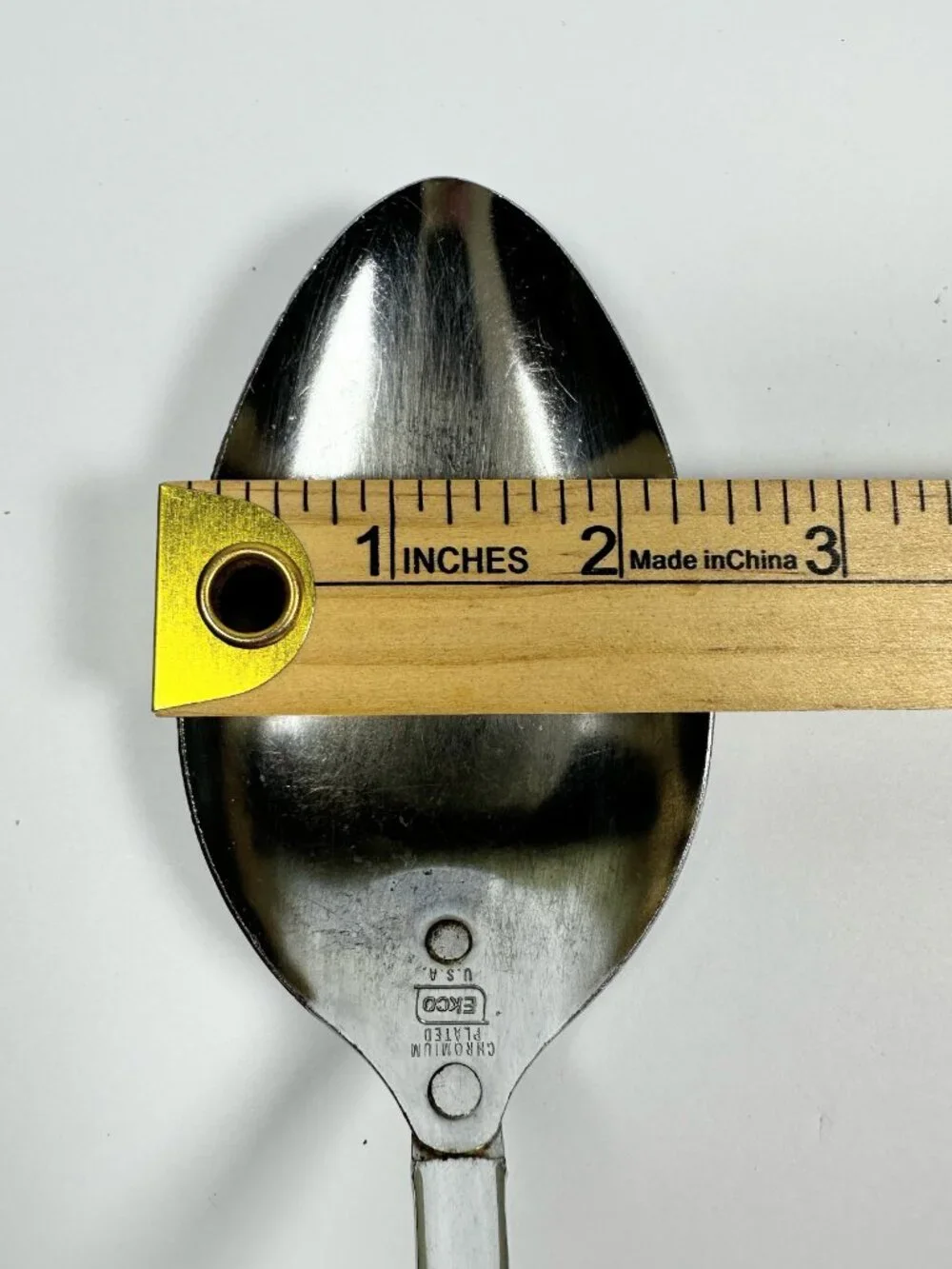 Ekco Vintage Serving Spoon Chromium Plated Black Handle Made in USA 11.25 inch